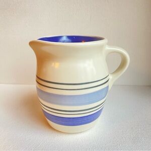 Pfaltzgraff Rio creamer pitcher with blue bands and interior stoneware Mexico
